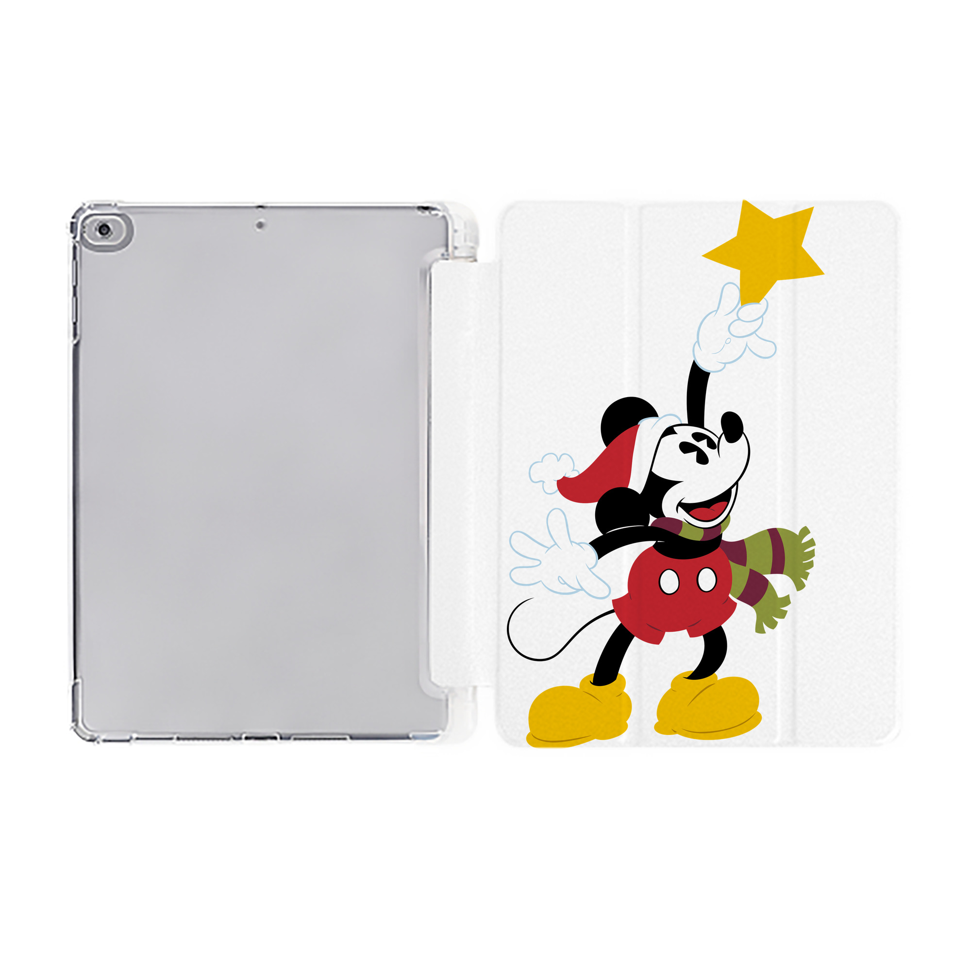 （画像用） ミッキーマウス Mickey Mouse IPad ケース ペン収納付き 三つ折りスタンド PUレザー×シリコン 対応機種9.5/10.5/10.9インチ